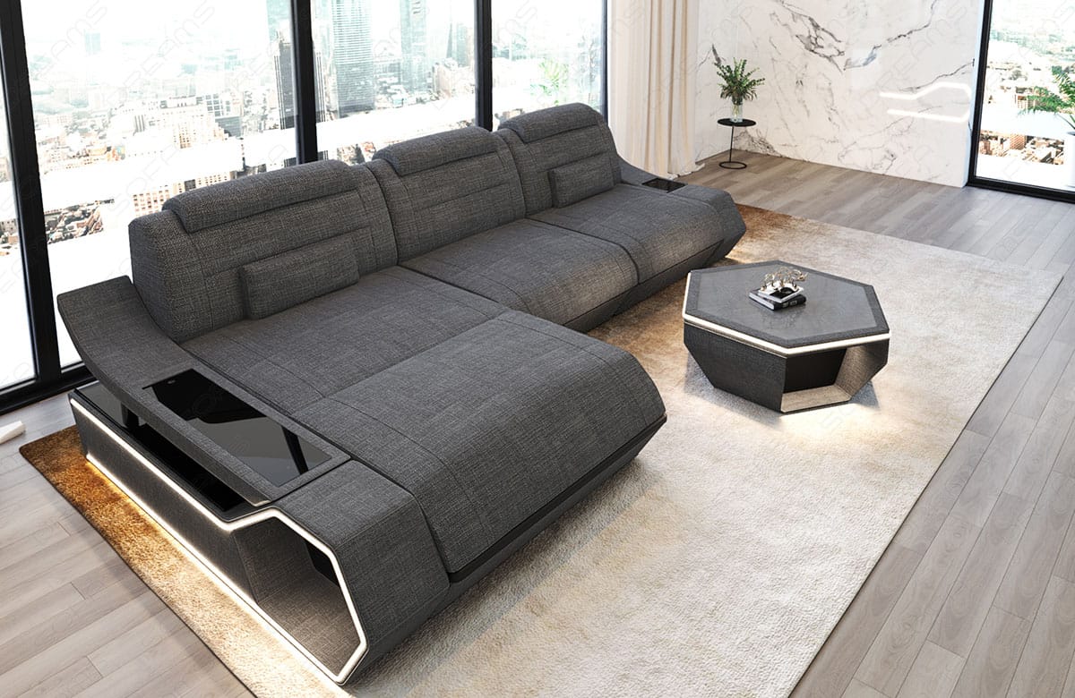 Couch Toscano L-Form in Stoff