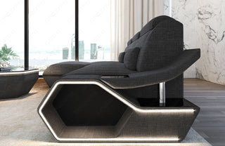Couch Toscano L-Form in Stoff Grau-Schwarz