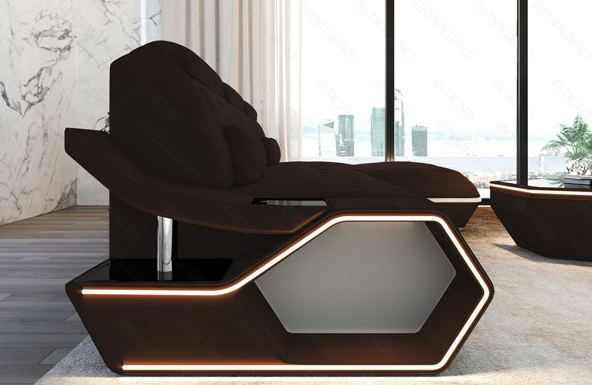Ecksofa Toscano L-Form Stoff Dunkelbraun-Weiß