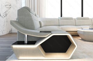 Wohnlandschaft Toscano XXL U-Form in Stoff Elfenbein-Schwarz