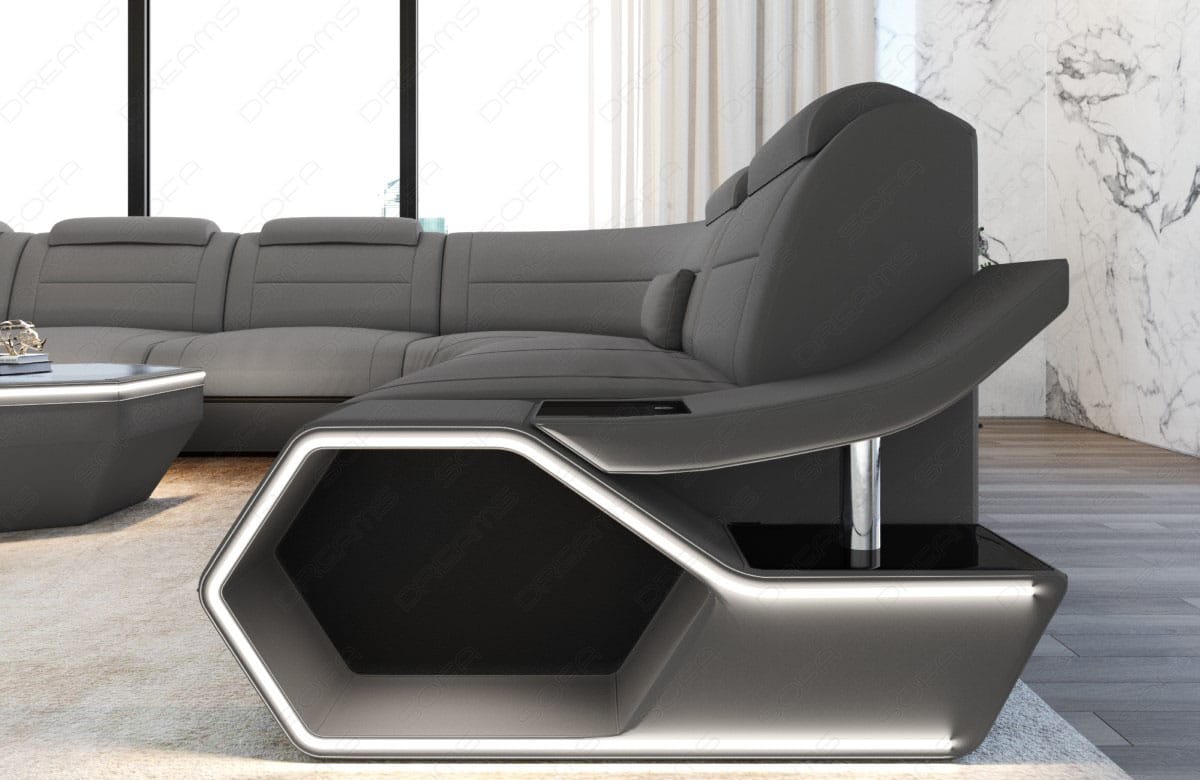 Wohnlandschaft Toscano XXL Stoff Hellgrau-Schwarz