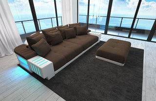 Stoff Bigsofa Bellagio Braun-Weiß
