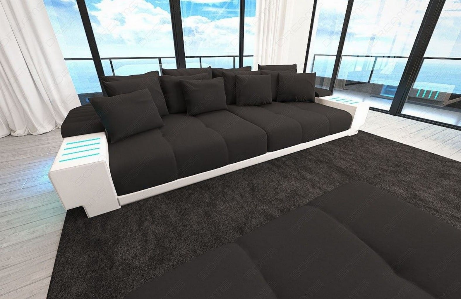 Stoff Bigsofa Bellagio Schwarz-Weiß