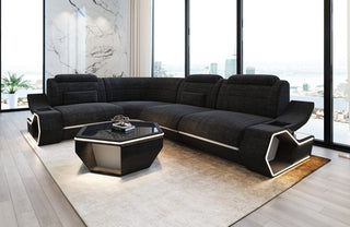 Ecksofa Pescara L-Form aus Stoff Schwarzgrau-Weiß