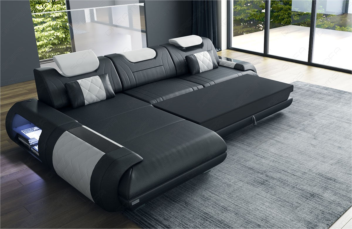 Ecksofa Rimini – Leder, Modern und Komfortabel schwarz-pink