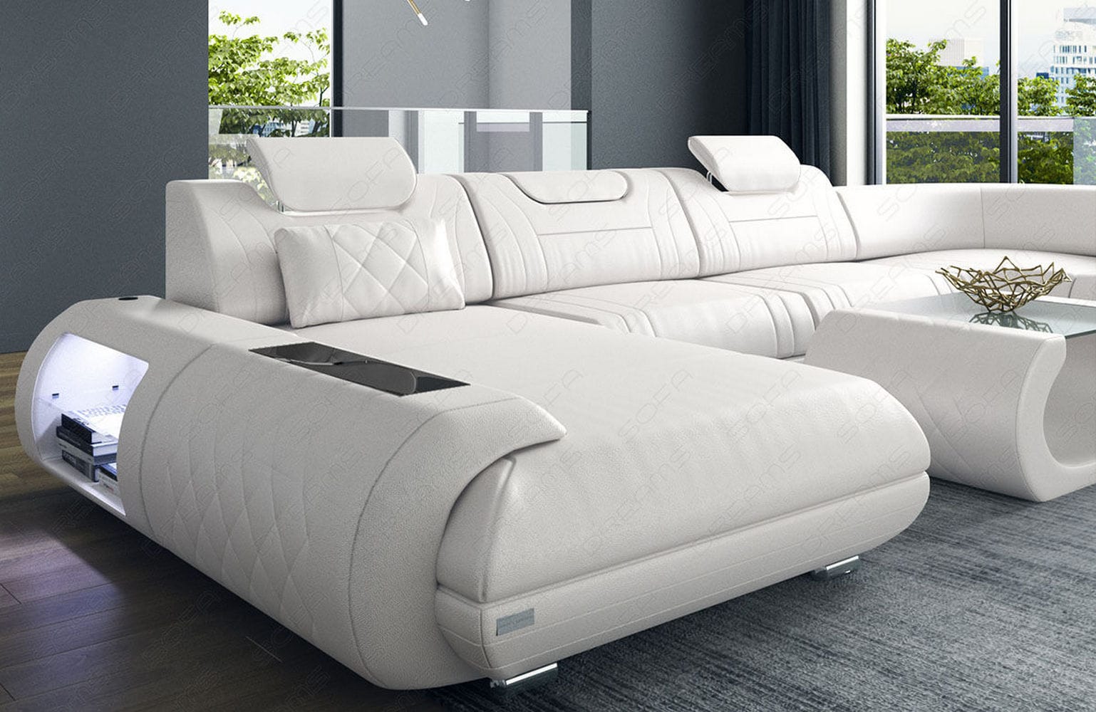 Leder Wohnlandschaft Rimini – Modern und Komfortabel weiß