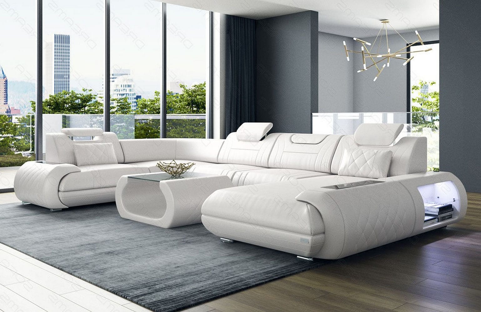 Leder Wohnlandschaft Rimini – Modern und Komfortabel weiß