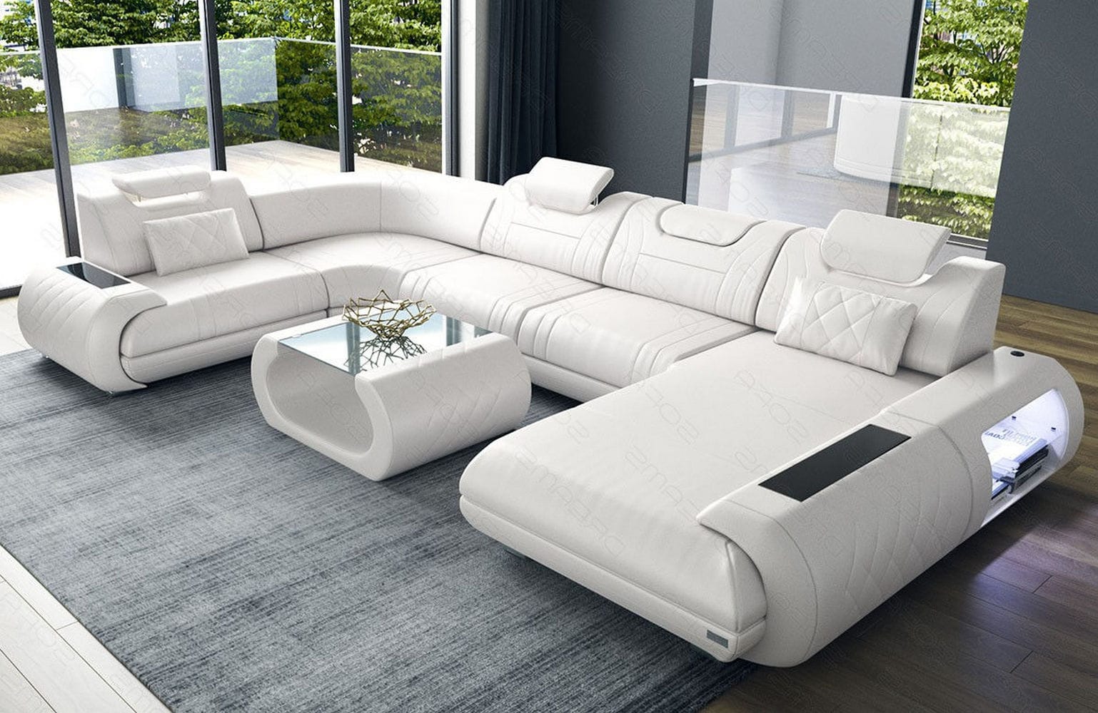 Leder Wohnlandschaft Rimini – Modern und Komfortabel weiß