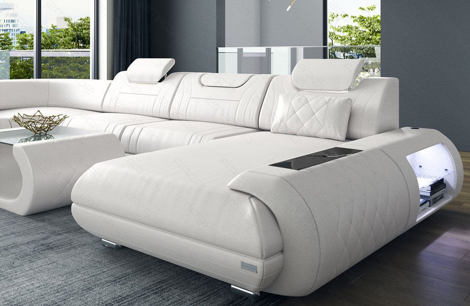 Leder Wohnlandschaft Rimini – Modern und Komfortabel weiß