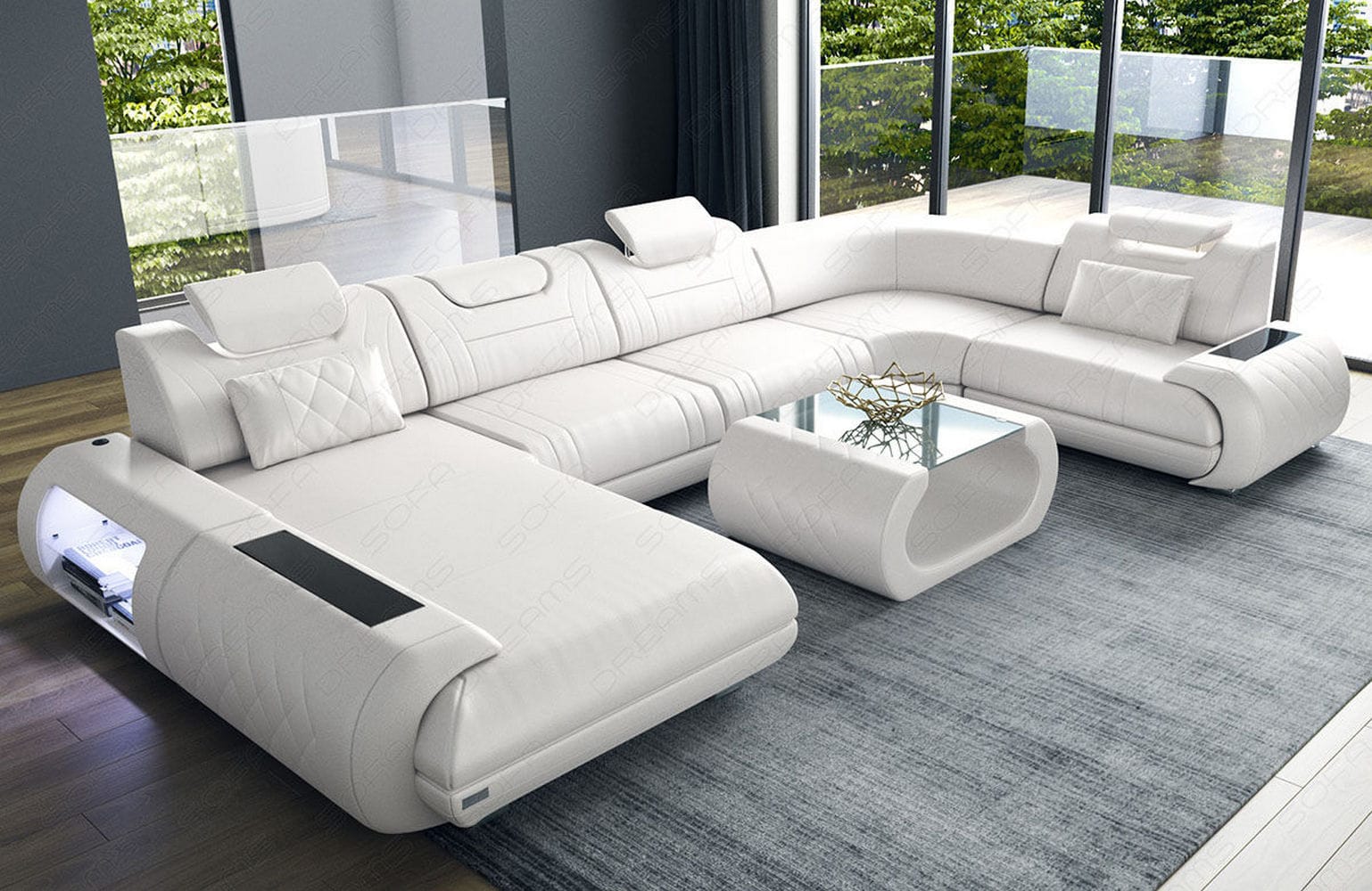 Leder Wohnlandschaft Rimini – Modern und Komfortabel weiß