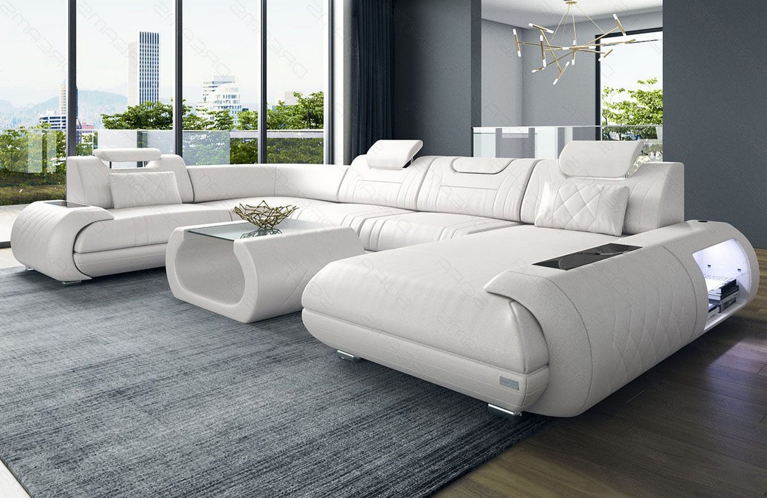 Leder Wohnlandschaft Rimini – Modern und Komfortabel weiß