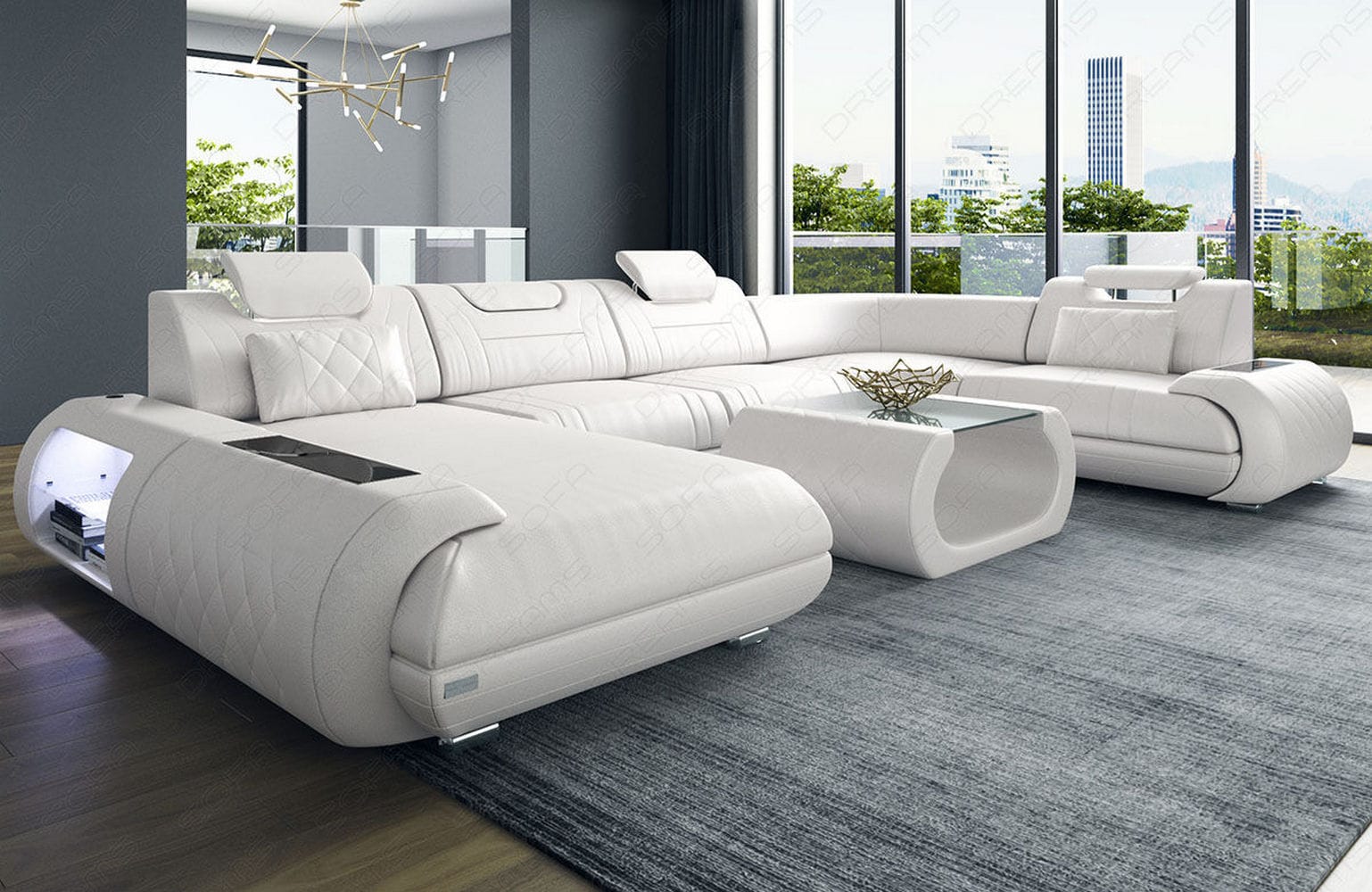 Leder Wohnlandschaft Rimini – Modern und Komfortabel weiß