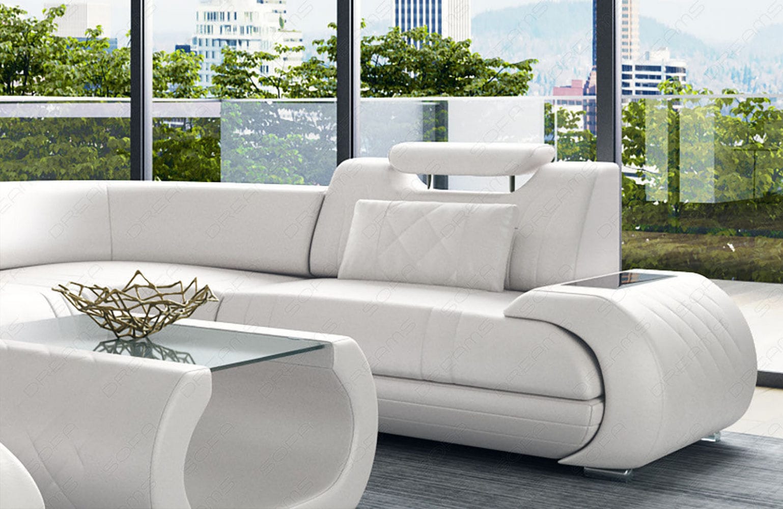 Leder Wohnlandschaft Rimini – Modern und Komfortabel weiß
