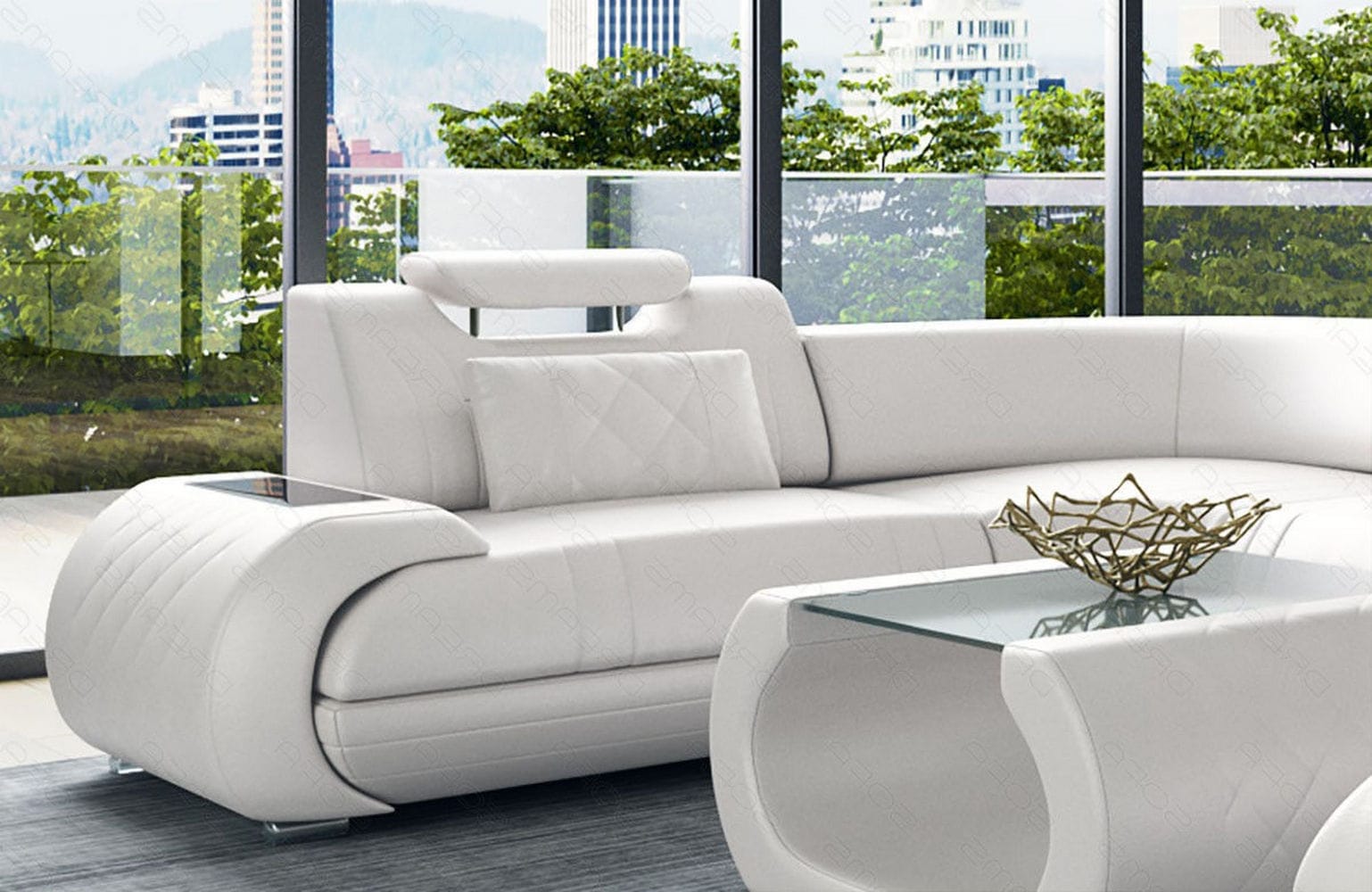 Leder Wohnlandschaft Rimini – Modern und Komfortabel weiß