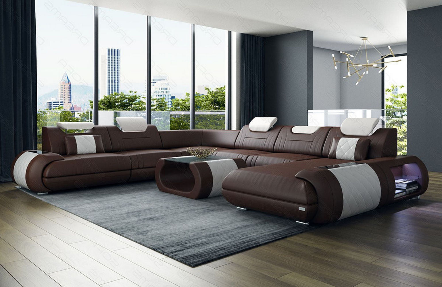 XXL Wohnlandschaft Rimini – Leder, Modern & Bequem