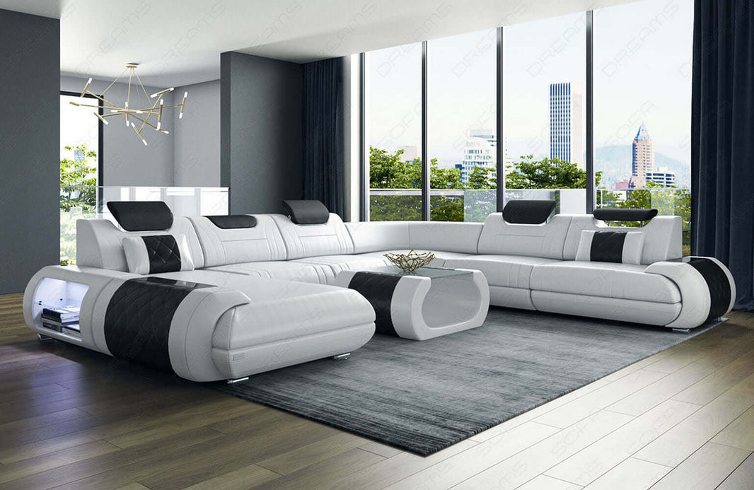 XXL Wohnlandschaft Rimini U-Form aus Leder