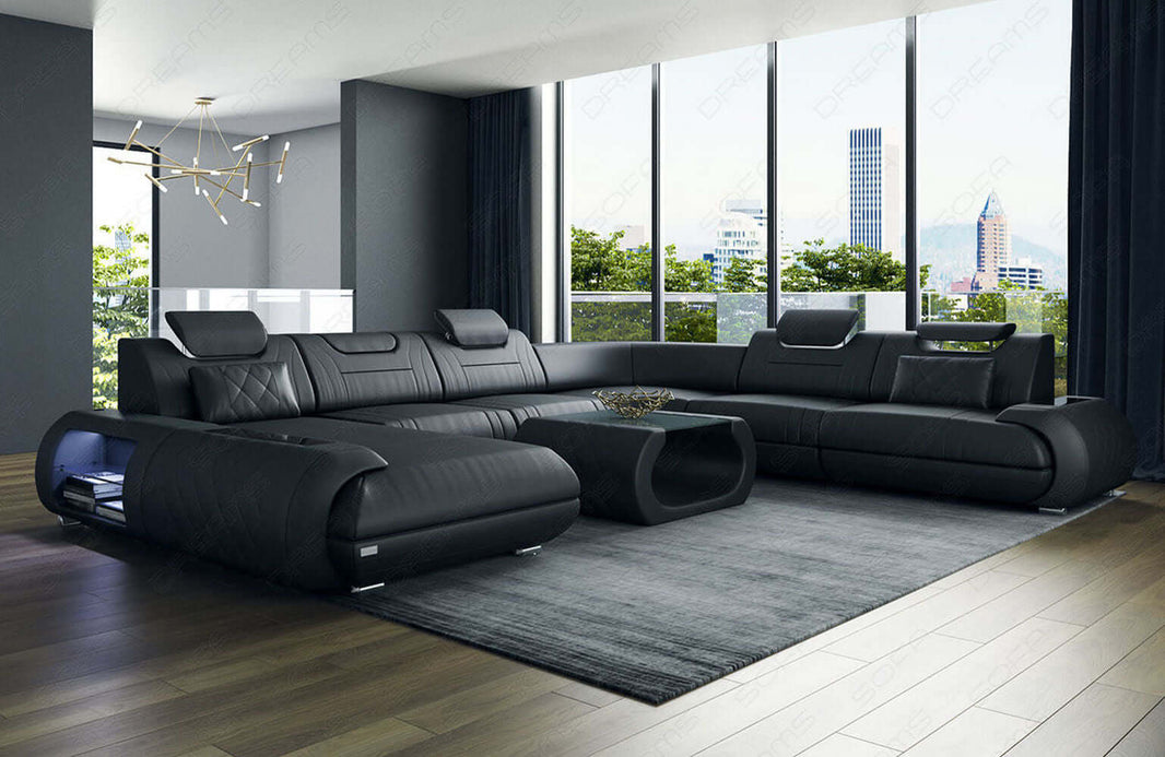 XXL Wohnlandschaft Rimini U-Form aus Leder