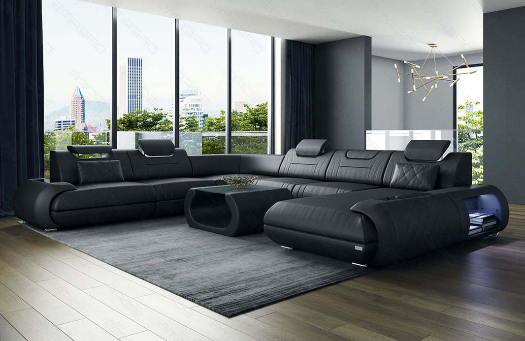 XXL Wohnlandschaft Rimini U-Form aus Leder