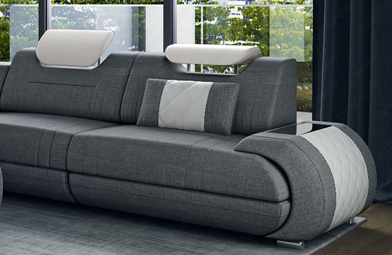 Stoffsofa Rimini L-Form – Modern und Bequem Grau-Weiß