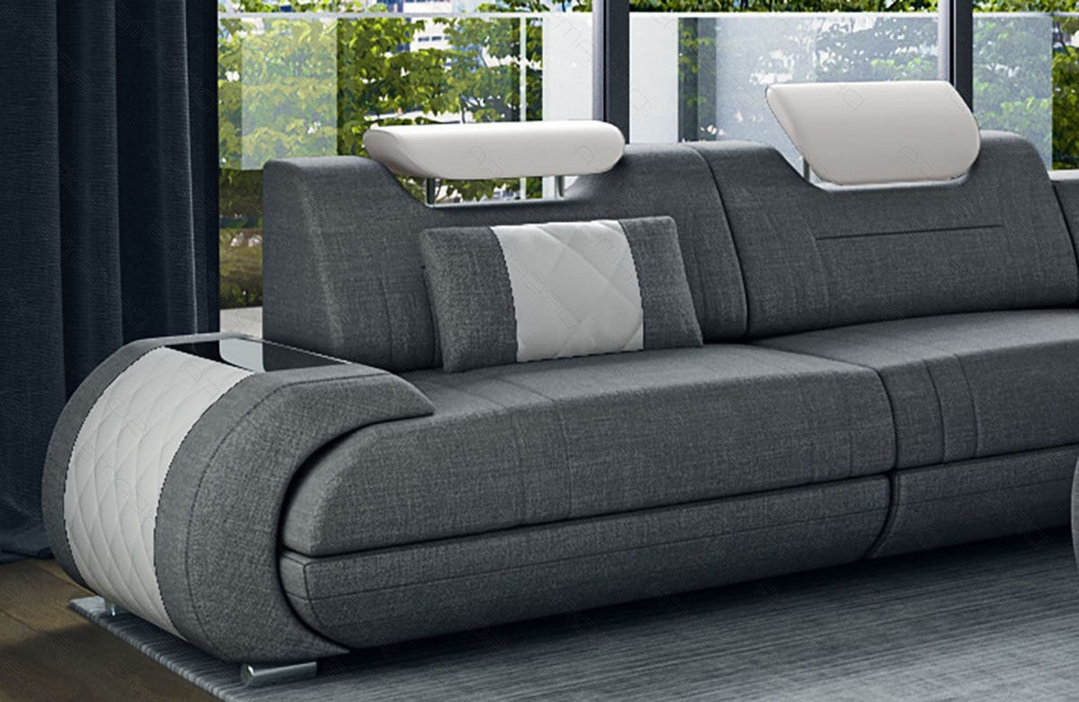 Stoffsofa Rimini L-Form – Modern und Bequem Grau-Weiß