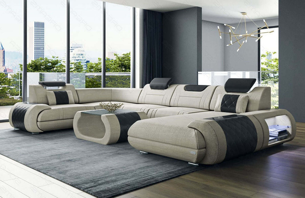 Wohnlandschaft Rimini U-Form aus Stoff