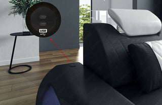Wohnlandschaft Rimini U-Form aus Stoff Braun-Weiß