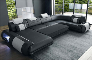 Wohnlandschaft Rimini U-Form aus Stoff Braun-Weiß