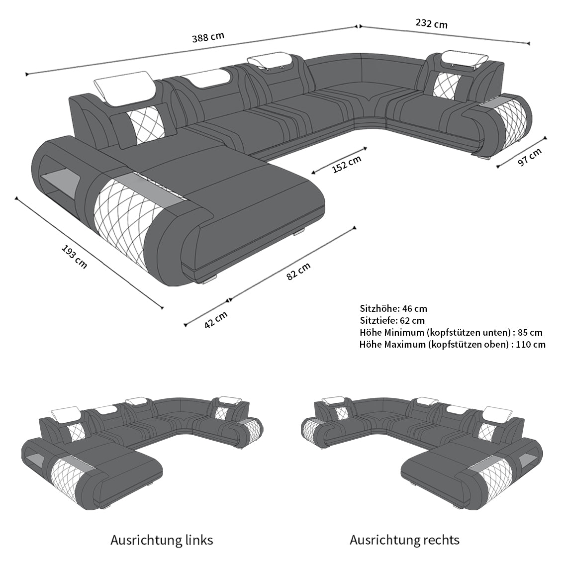 Stoff Wohnlandschaft Rimini – Komfort und Stil