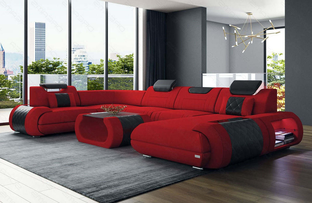 Wohnlandschaft Rimini U Form aus Stoff