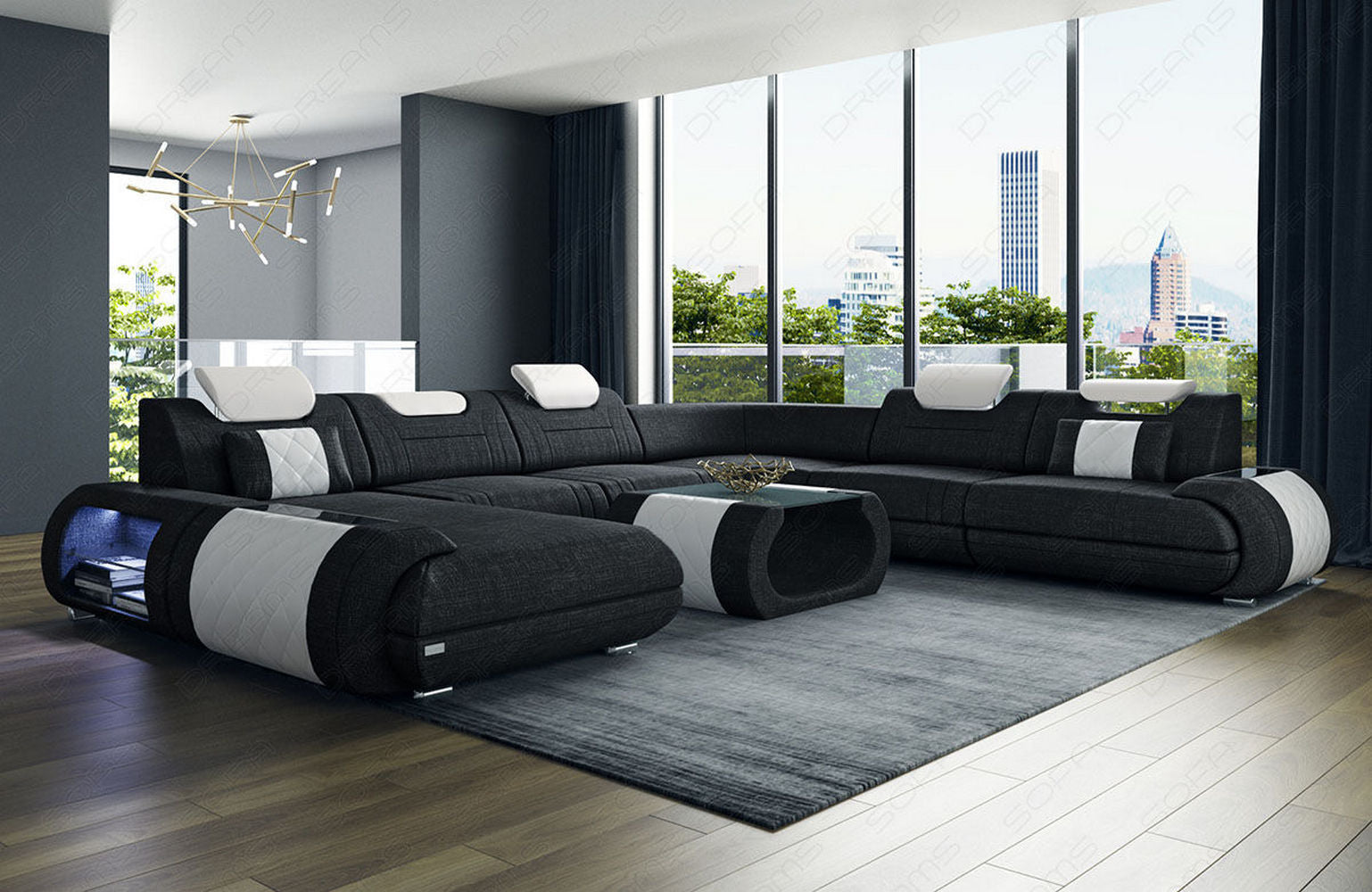 XXL Stoff Wohnlandschaft Rimini – Modern & Bequem