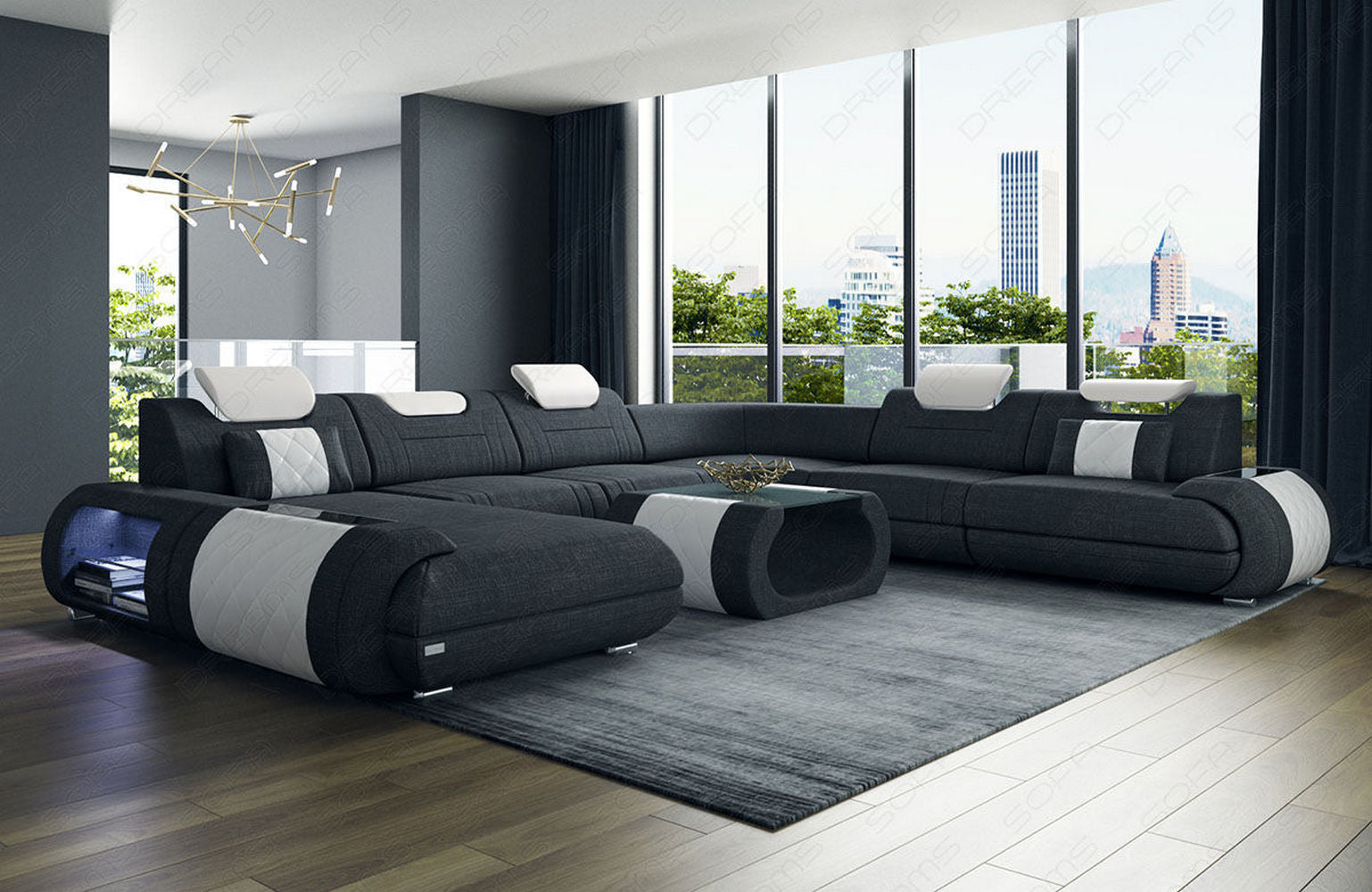 XXL Stoff Wohnlandschaft Rimini – Modern & Bequem