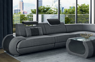 XXL Stoff Wohnlandschaft Rimini U-Form Grau-Schwarz