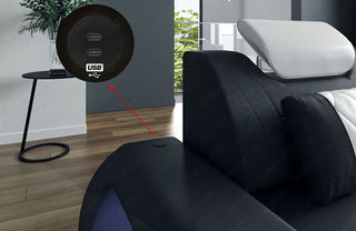 XXL Stoff Wohnlandschaft Rimini U-Form Grau-Schwarz