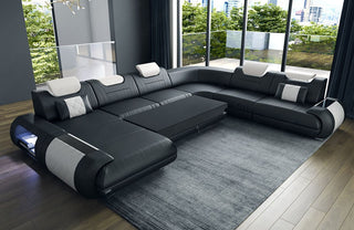 XXL Stoff Wohnlandschaft Rimini U-Form Grau-Schwarz