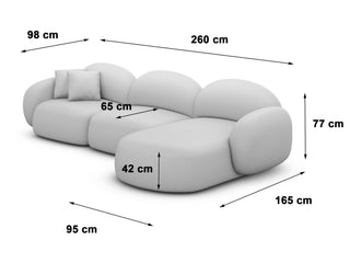 Couch Mirello L-Form in Stoff Hellgrau