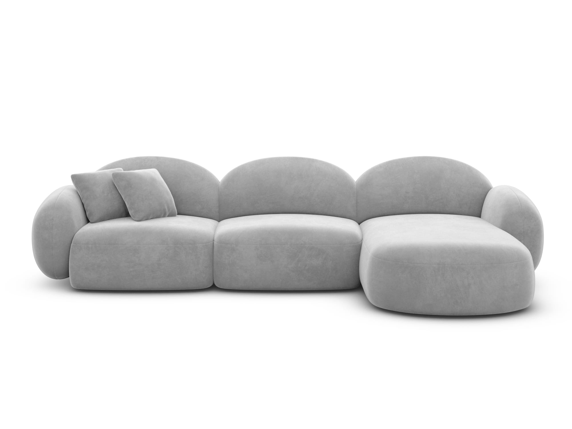 Polster Ecksofa Mirello L Form kurz Hellgrau