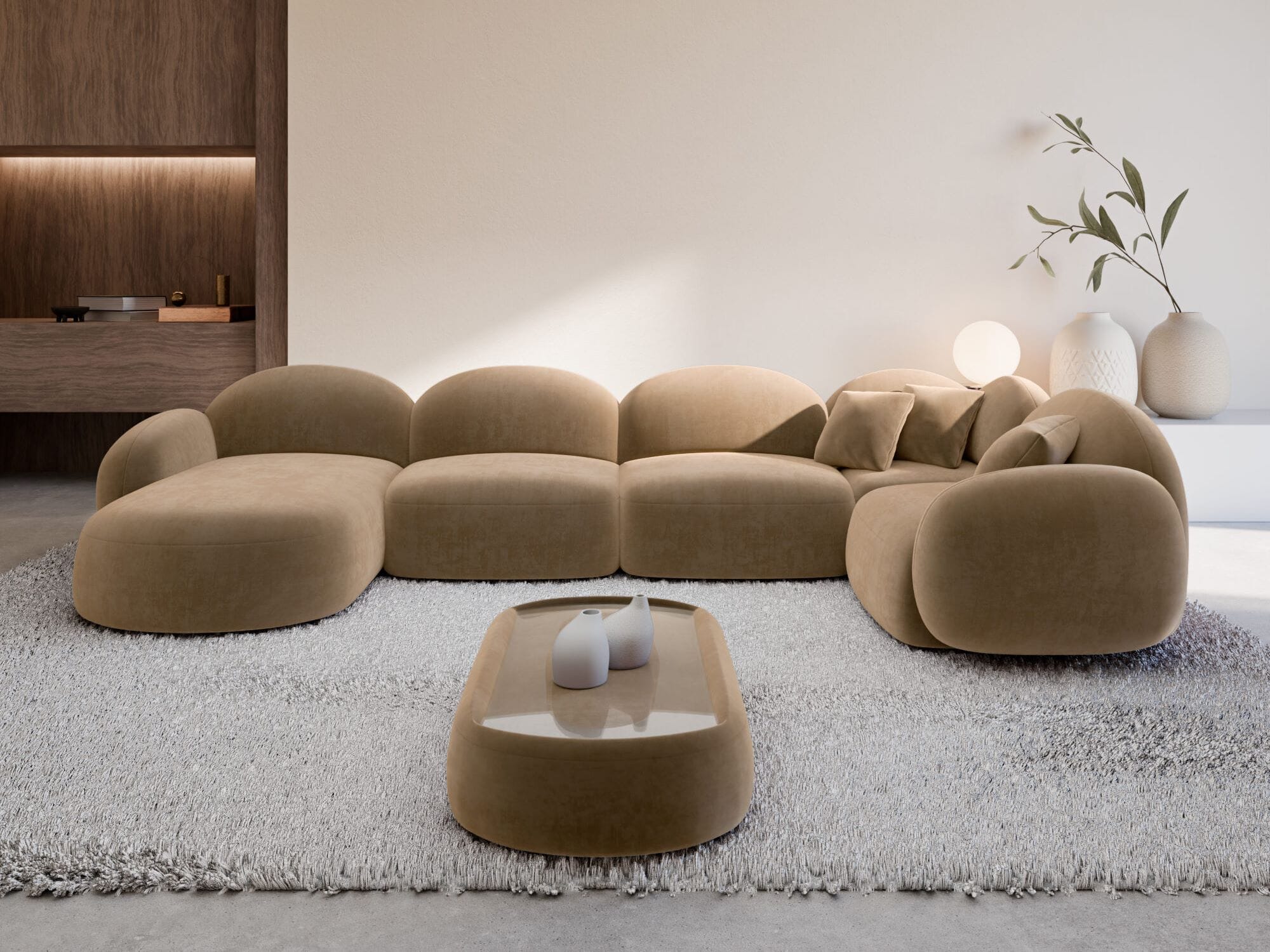 XL Wohnlandschaft Mirello aus Stoff braun