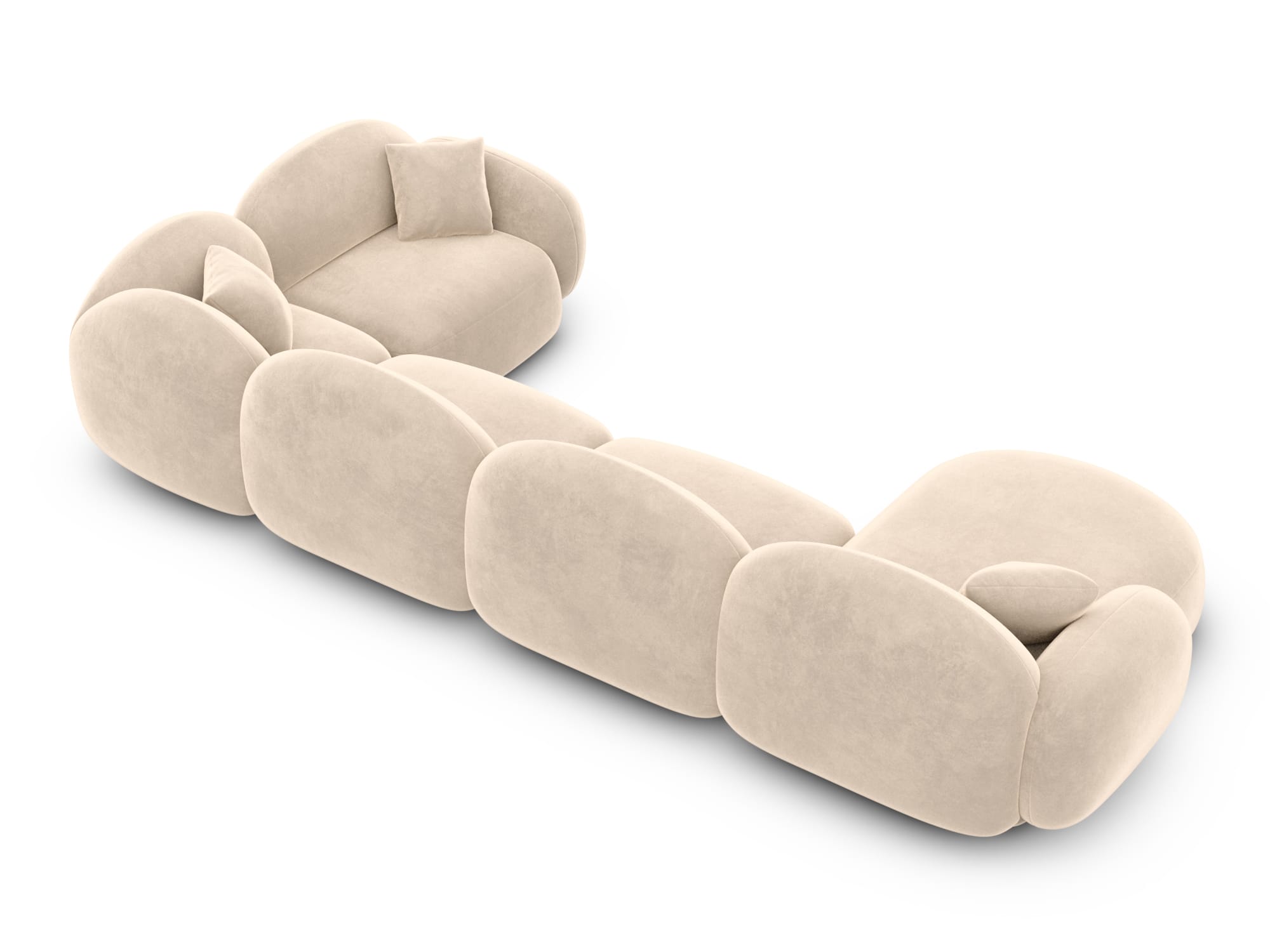 XL Wohnlandschaft Mirello U-Form aus Stoff creme