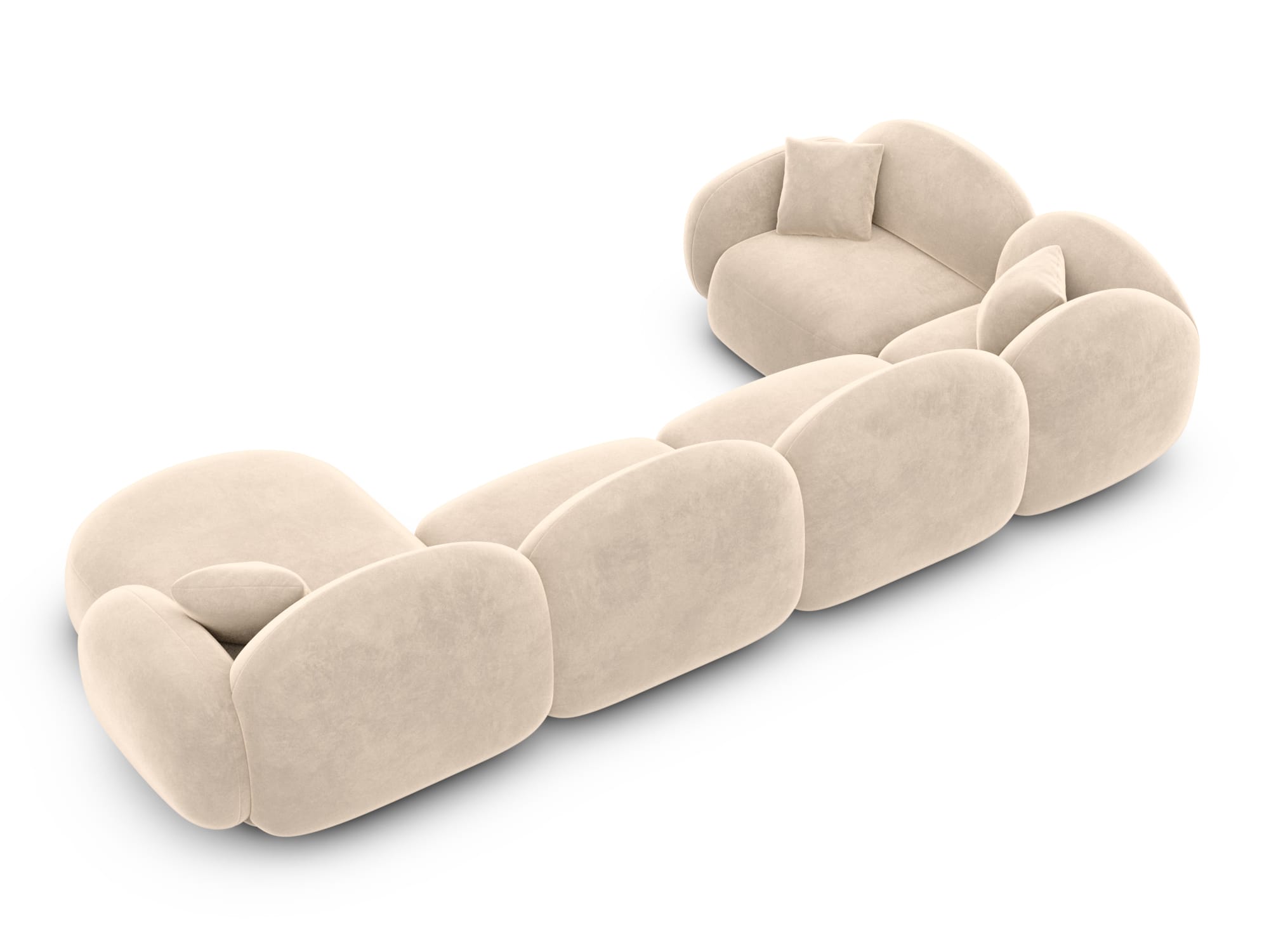 XL Wohnlandschaft Mirello U-Form aus Stoff Creme