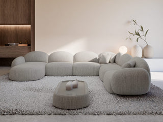 Wohnlandschaft Mirello XXL U-Form in Stoff Hellgrau