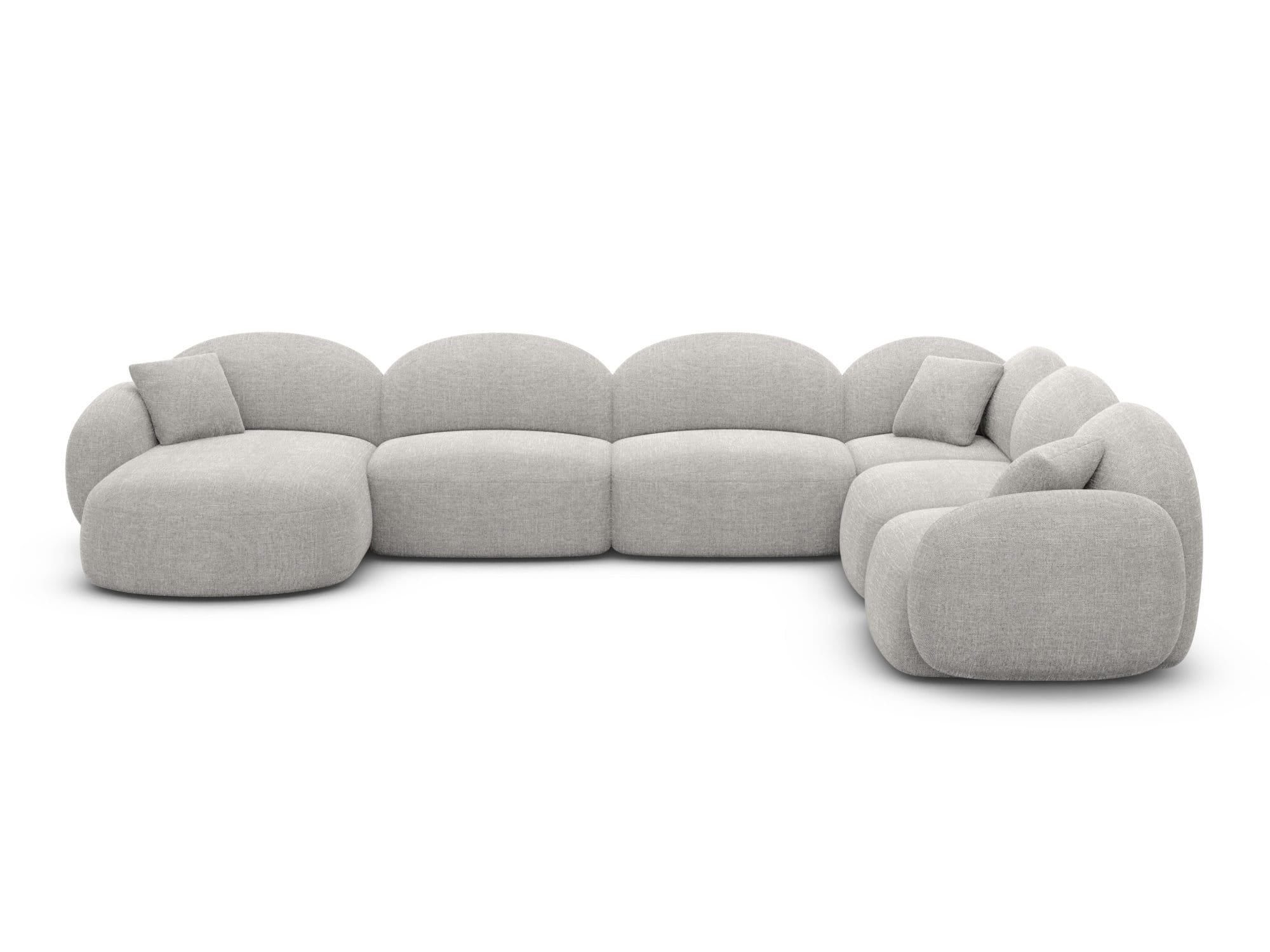 Wohnlandschaft Mirello XXL U-Form in Stoff Hellgrau