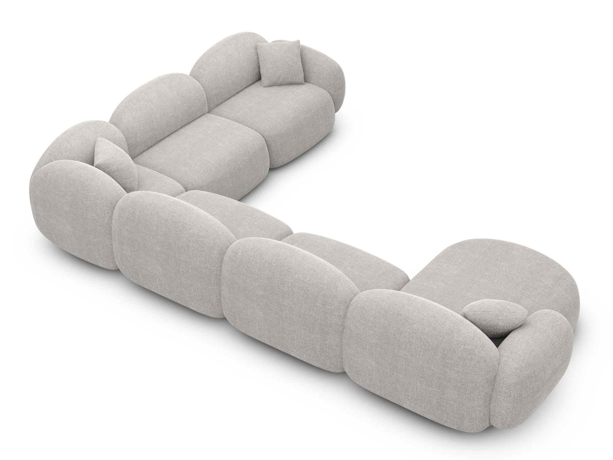 Wohnlandschaft Mirello XXL U-Form in Stoff Hellgrau