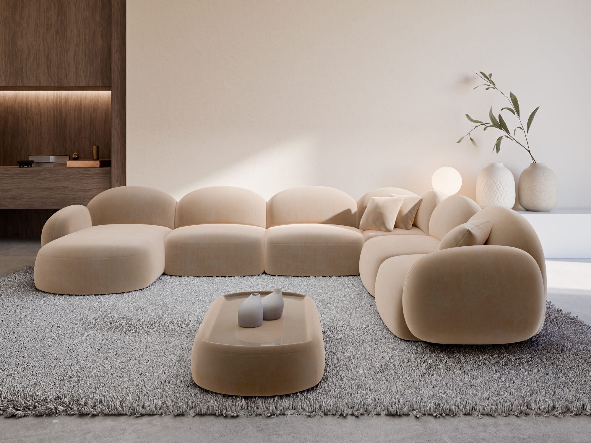 Polster Wohnlandschaft Mirello XXL U-Form Beige