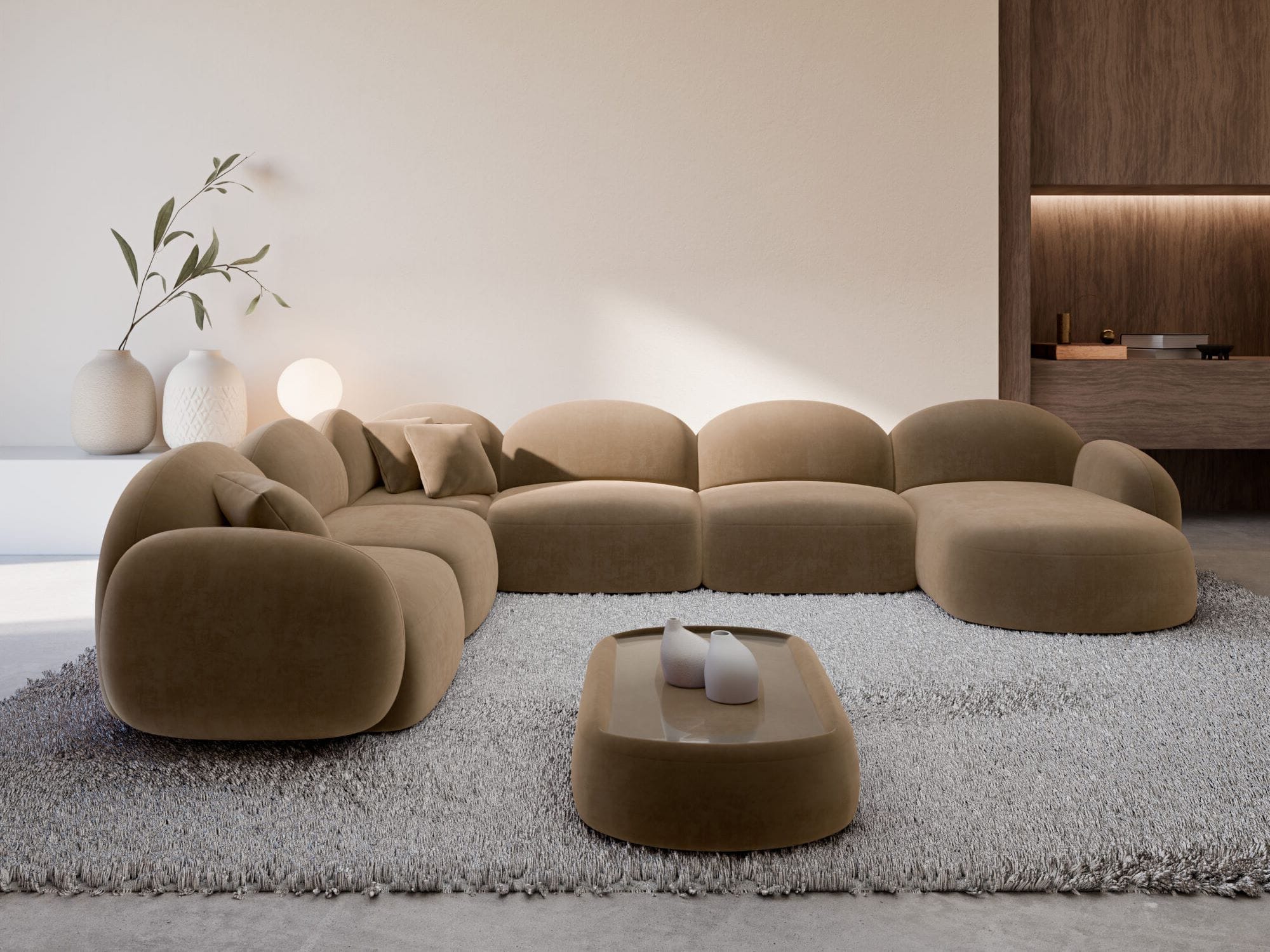 Polster Wohnlandschaft Mirello XXL U-Form Braun