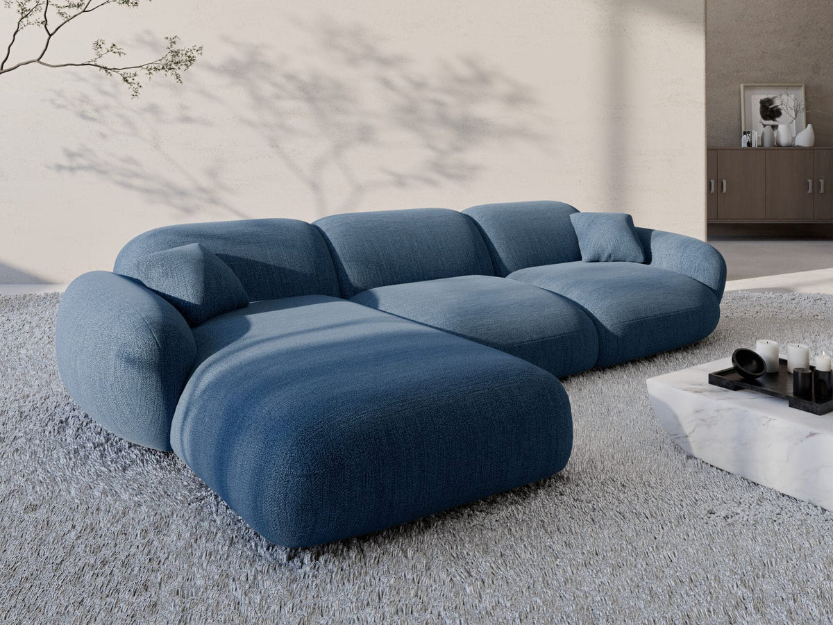Ecksofa Alcazar L-Form aus Stoff Kurz Dunkelblau