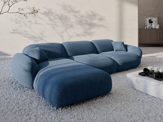 Ecksofa Alcazar L-Form aus Stoff Kurz Dunkelblau