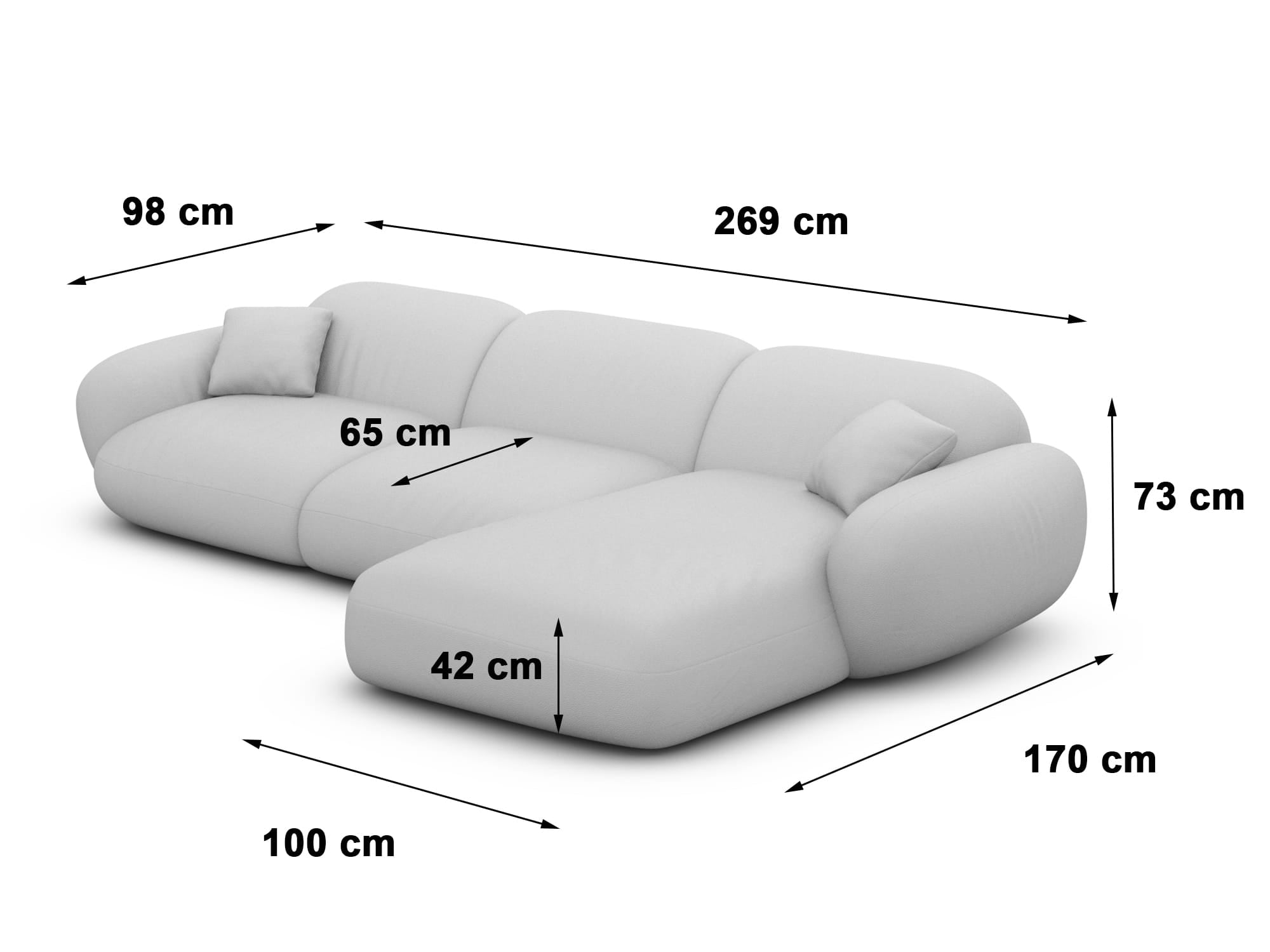 Polster Ecksofa Alcazar L Form kurz Creme