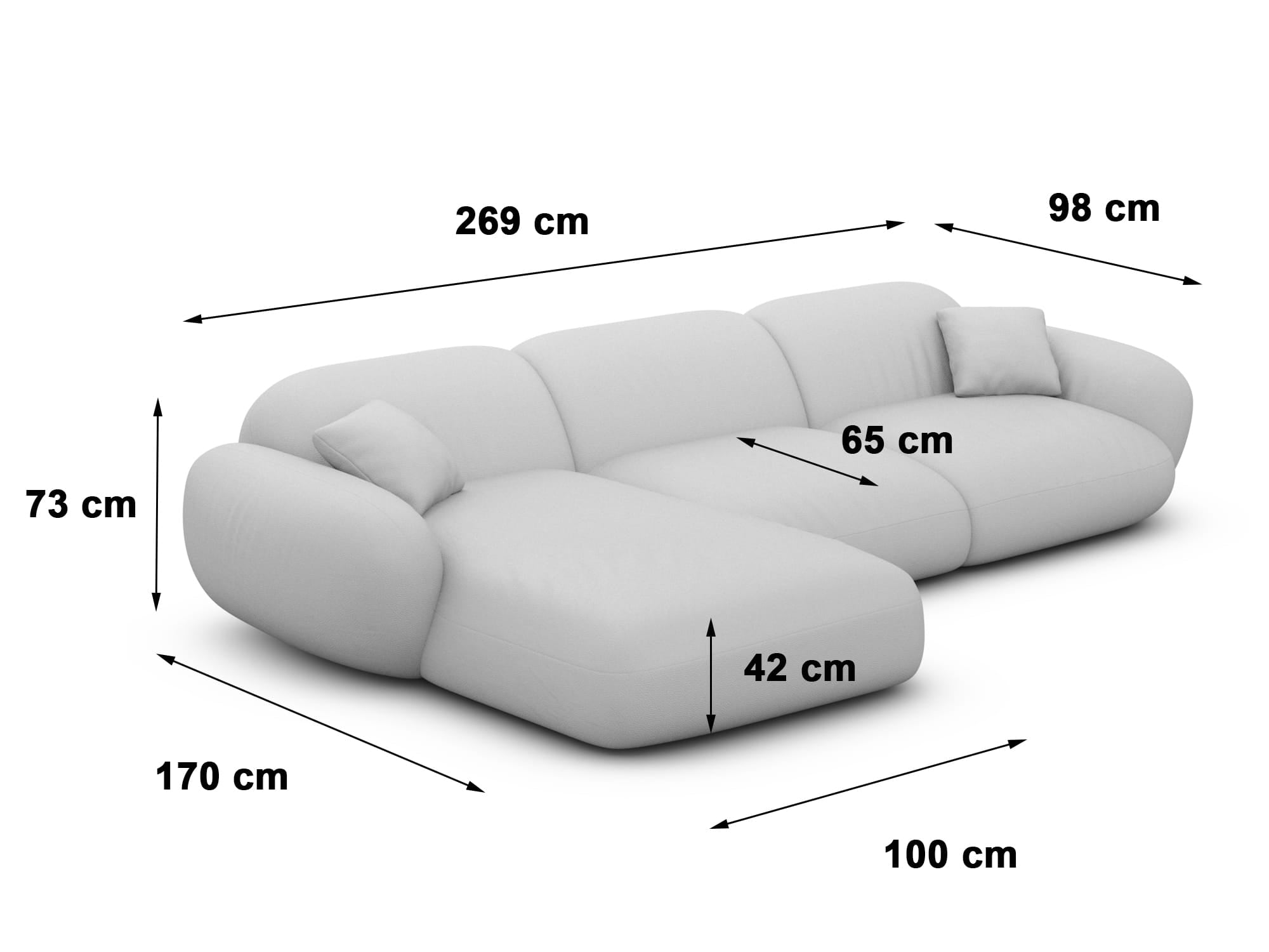 Polster Ecksofa Alcazar L Form kurz Dunkelblau
