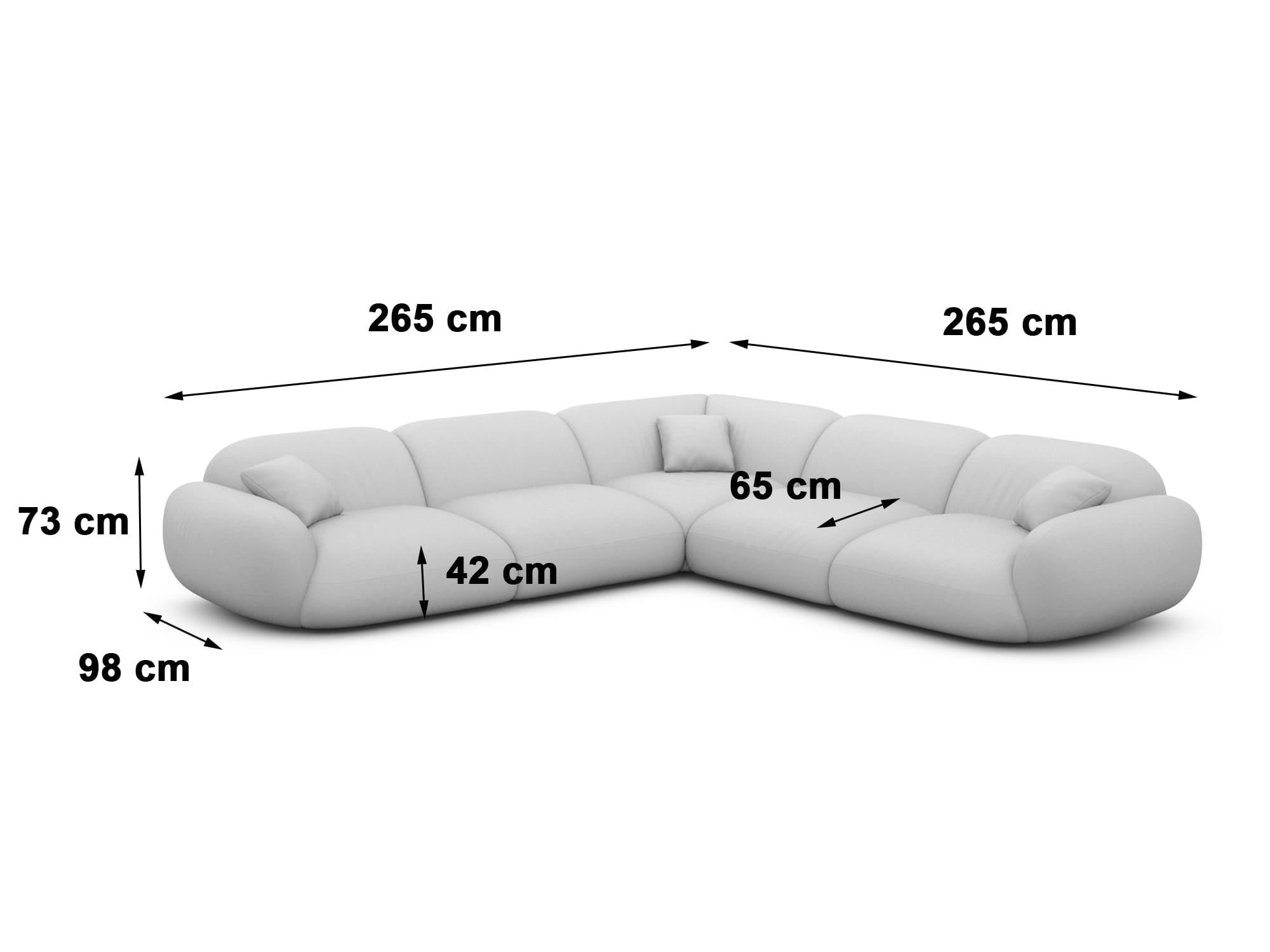 Ecksofa Alcazar L-Form aus Stoff Hellgrau