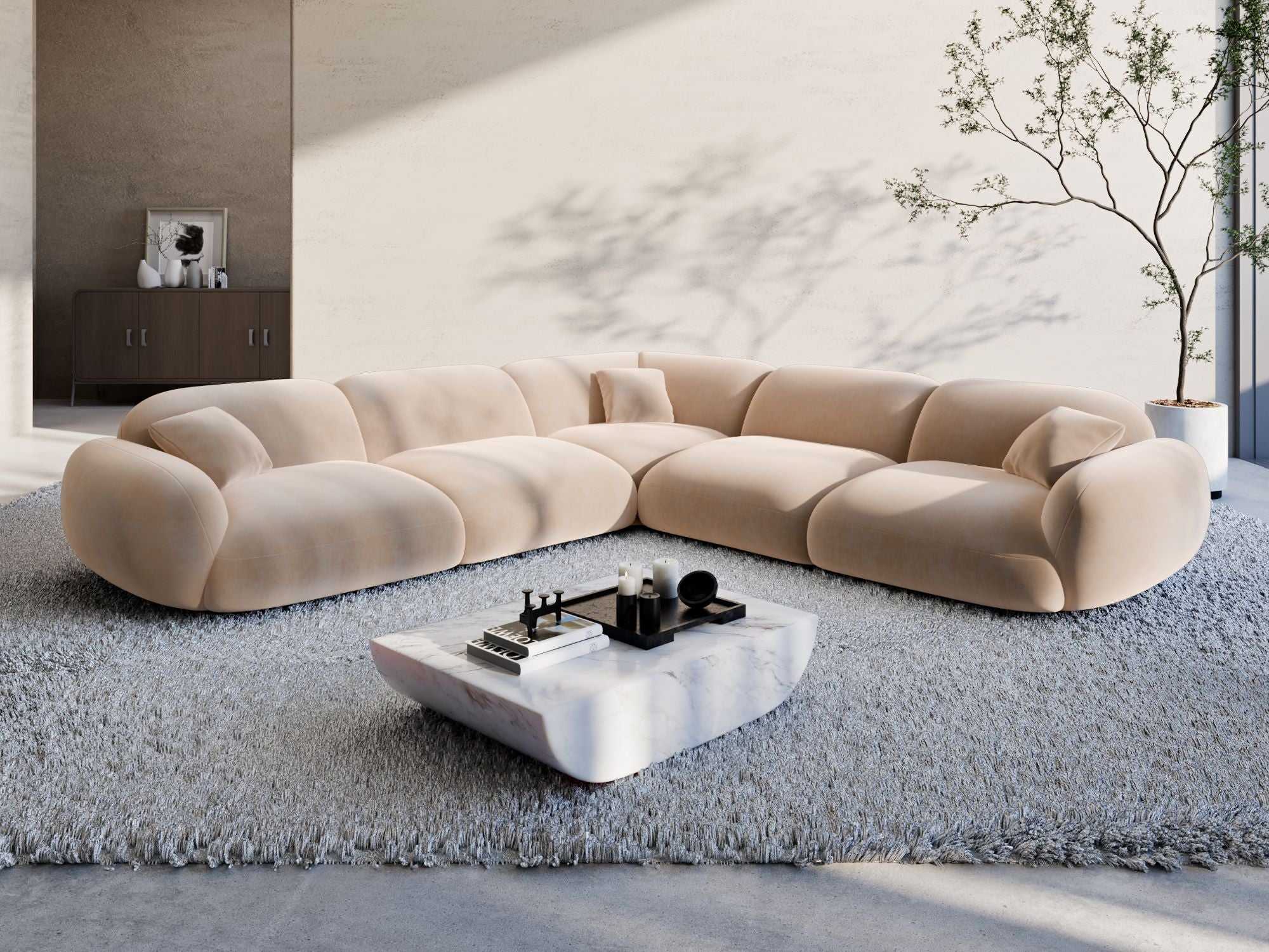 Polster Ecksofa Alcazar L Form Beige